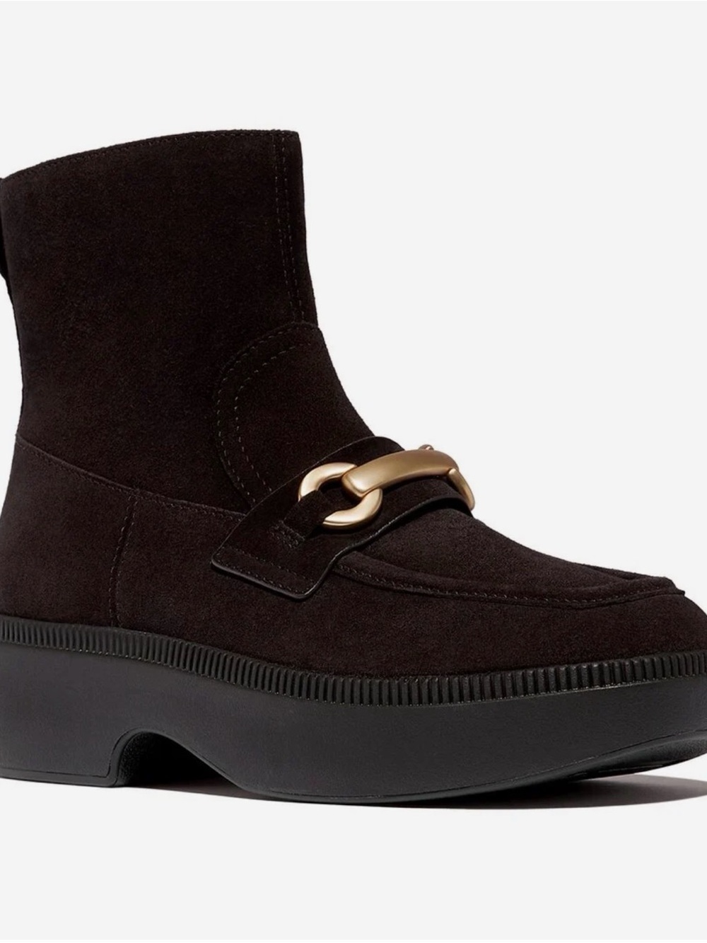 New Fitflop F-LumaSuede Boots. Brown Suede with Gold Accent. Women’s 7.5